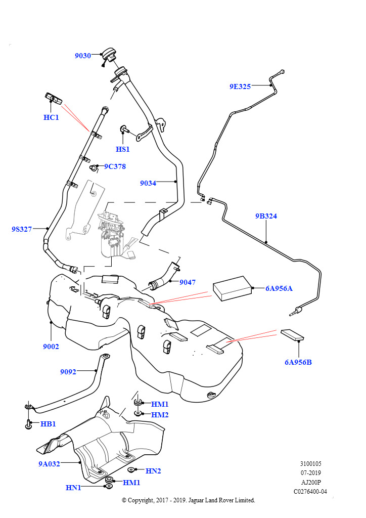 Схема: Топл. бак и сопутствующие эле. (2,0 л I4 High DOHC AJ200, бензин, Бенз.бак без контр.утечек,СтндтФлтр, 2,0 л I4 Mid DOHC AJ200, бензин, Бенз.бак без контр.утечек,СтндтФлтр)