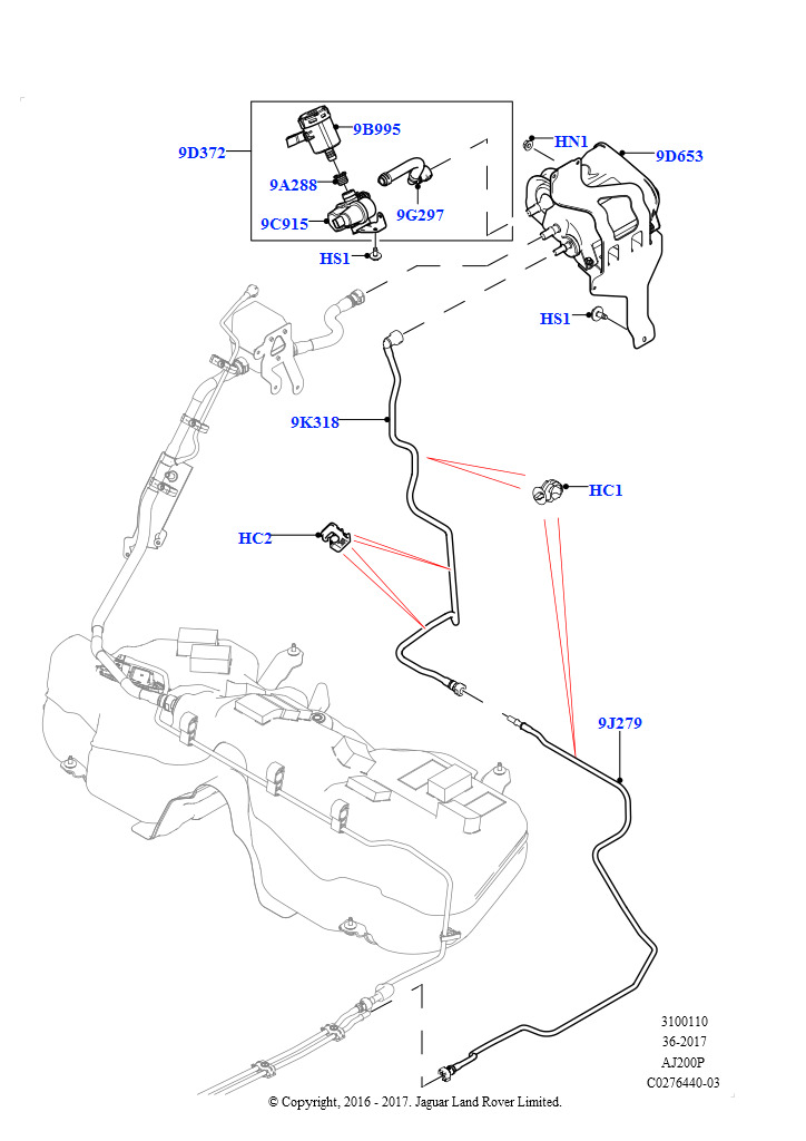 Топливные магистрали (2,0 л I4 High DOHC AJ200, бензин, Бенз.бак с контр.утечек,БольшФлтр, 2,0 л I4 High DOHC AJ200, бензин, Топливный бак с детектором утечек, 2,0 л I4 Mid DOHC AJ