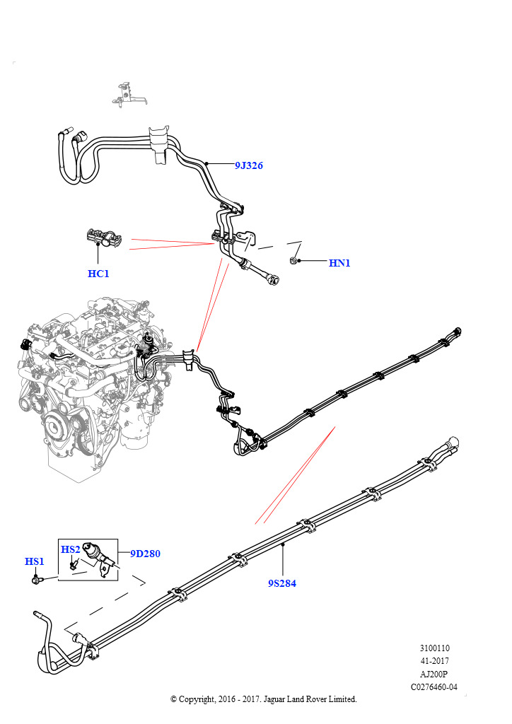 Топливные магистрали (2,0 л I4 Mid DOHC AJ200, бензин, 2,0 л I4 High DOHC AJ200, бензин)
