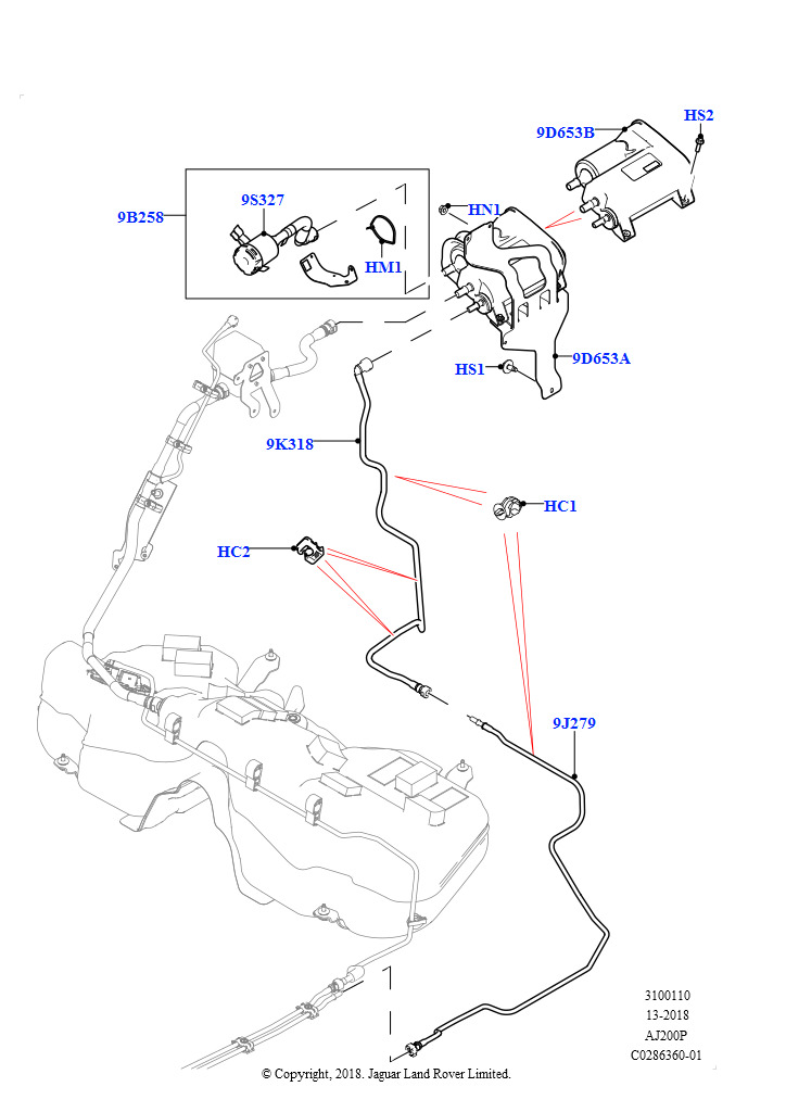 Топливные магистрали (2,0 л I4 Mid DOHC AJ200, бензин, Бенз.бак без контр.утечек,СтндтФлтр, 2,0 л I4 High DOHC AJ200, бензин, Бенз.бак без контр.утечек,СтндтФлтр)