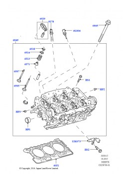 Головка цилиндров (Сборка на заводе в г. Солихалл, 3.0 V6 D Gen2 Twin Turbo, 3.0 V6 D Gen2 Twin Turbo, 3.0 V6 D Gen2 Mono Turbo, 3.0 V6 D Low MT ROW)