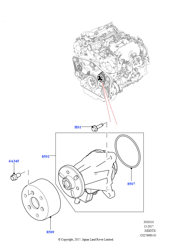 Насос охлаждающей жидкости (Главный блок, 3.0 V6 D Gen2 Twin Turbo)