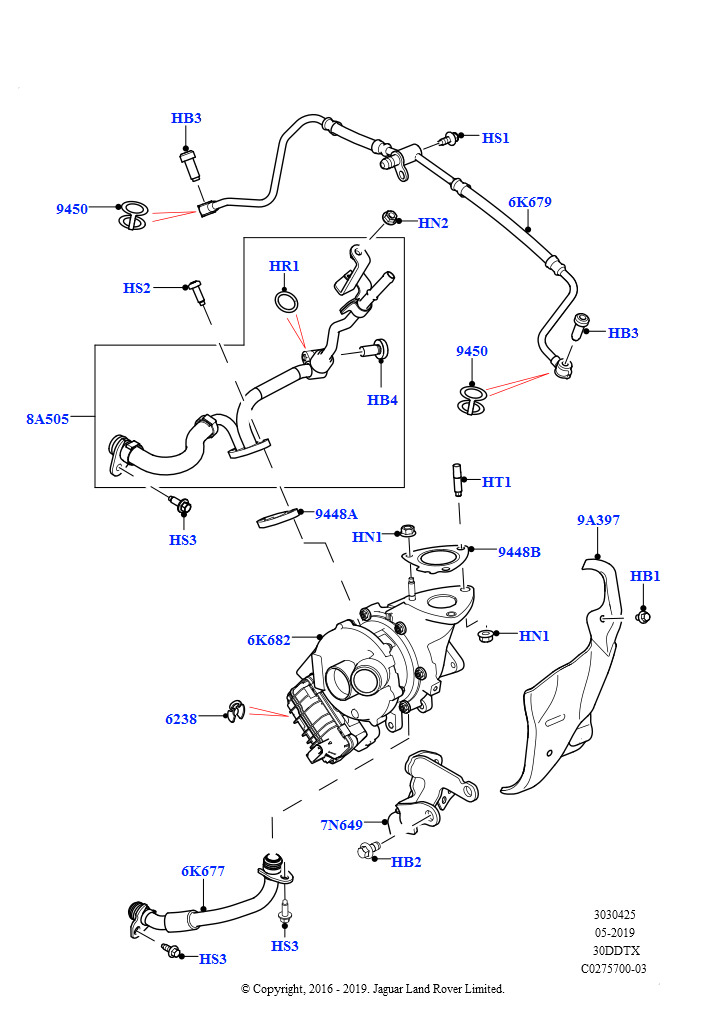 Турбокомпрессор (Левая сторона - Основной, Дизельный 3,0 V6)