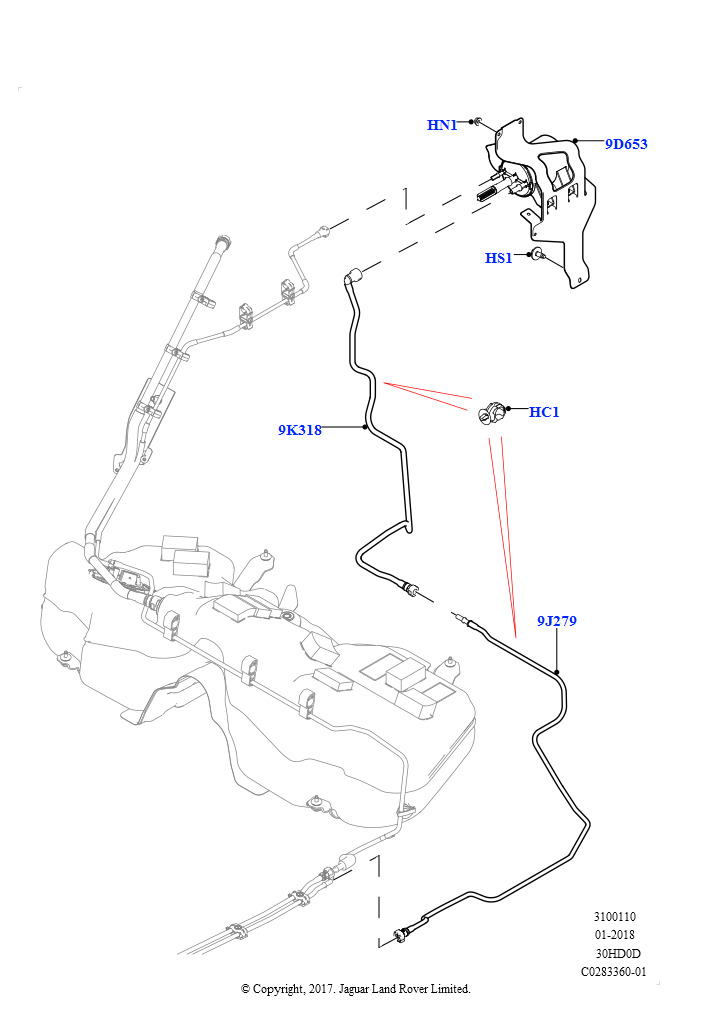 Топливные магистрали (3.0L DOHC GDI SC V6 БЕНЗИНОВЫЙ, Бенз.бак без контр.утечек,СтндтФлтр)