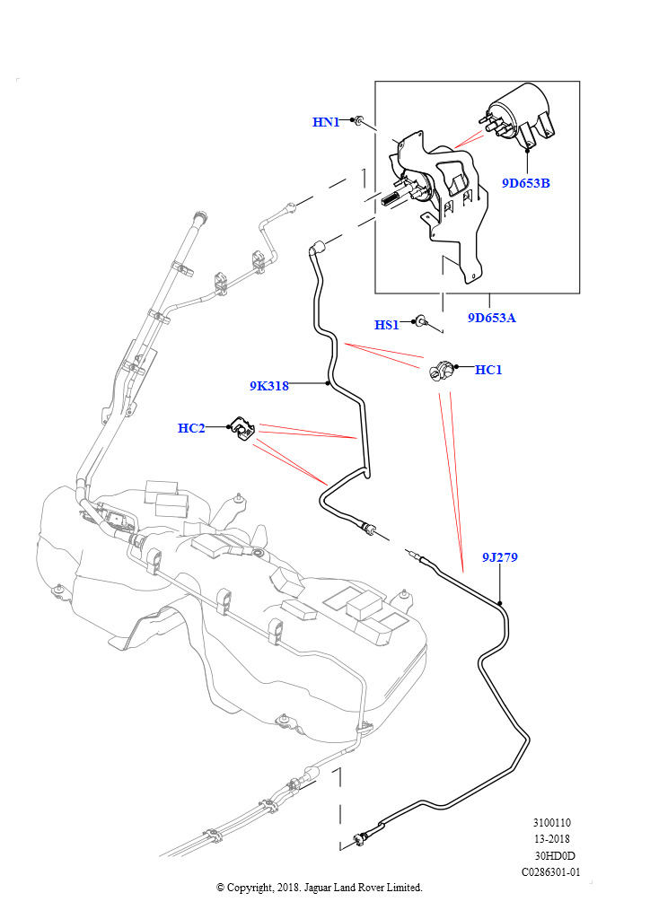 Топливные магистрали (Задняя секция, 3.0L DOHC GDI SC V6 БЕНЗИНОВЫЙ, Топливный бак — бензиновый, без датчиков утечки)