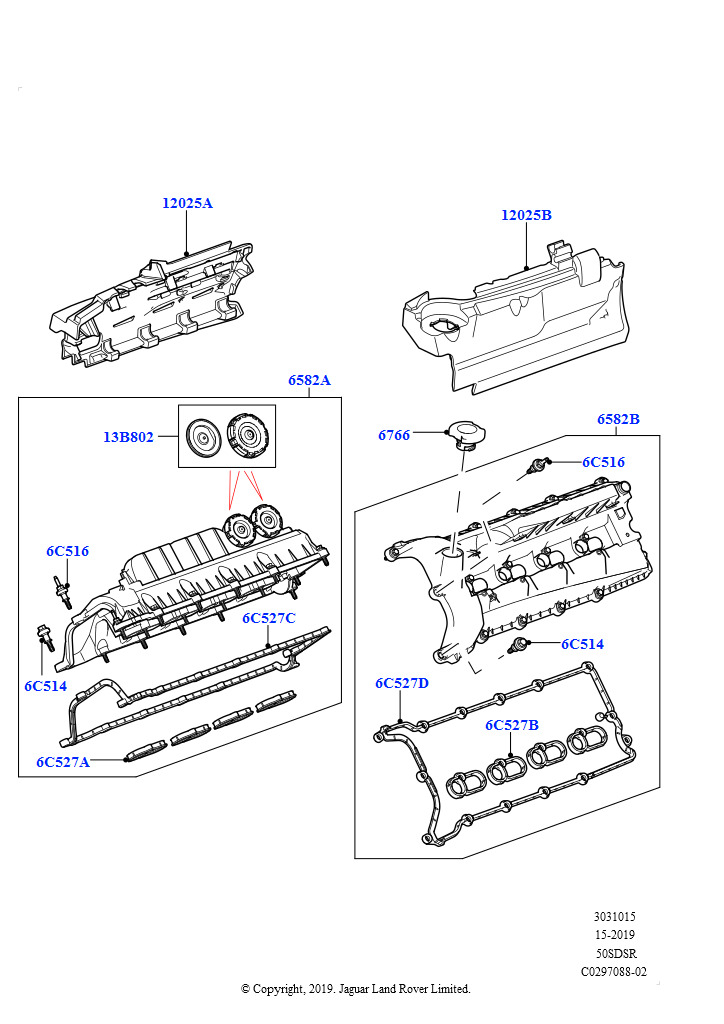 Схема: Крышка головки цилиндров (5.0L P AJ133 DOHC CDA S/C Enhanced)