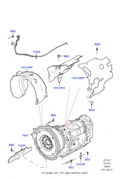 АКПП в сборе и привод спидометра (Сборка на заводе в г. Солихалл, 2,0 л I4 Mid DOHC AJ200, бензин, 8-ступенчатая АКПП ZF 8HP45, 2.0L I4 DSL HIGH DOHC AJ200, 8-ступенчатая АКПП ZF 8