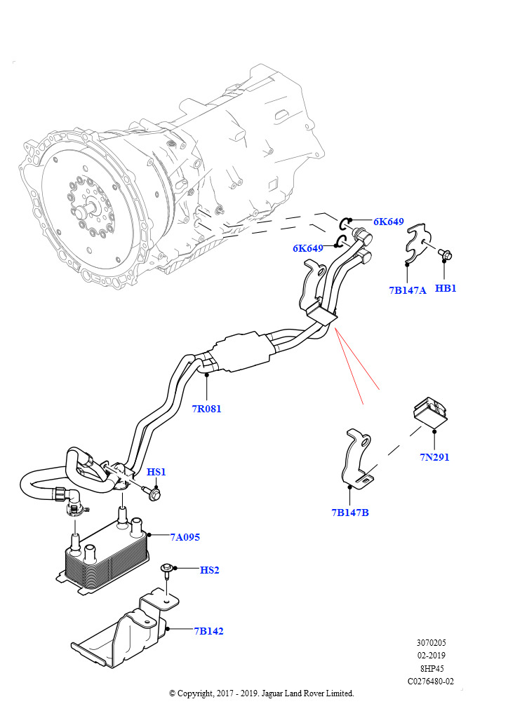 Системы охлаждения коробки передач (2,0 л I4 Mid DOHC AJ200, бензин, 8-ступенчатая АКПП ZF 8HP45, 2,0 л I4 High DOHC AJ200, бензин, 8-ступенчатая АКПП ZF 8HP45)