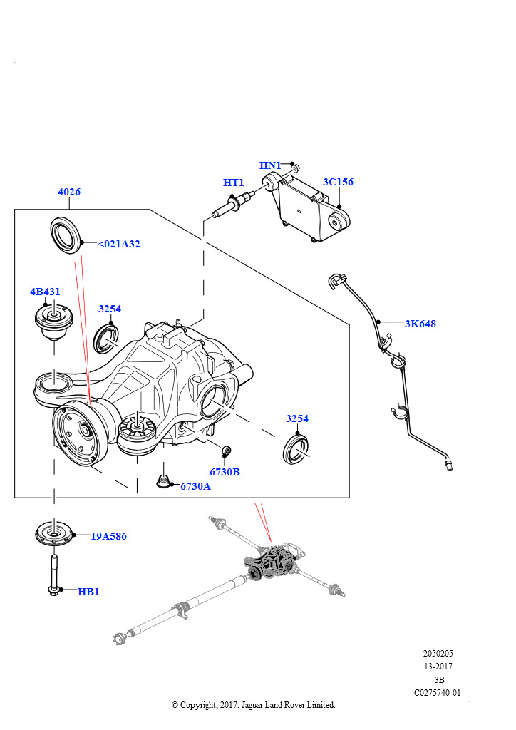 Схема: Задний мост (2,0 л I4 DSL MID DOHC AJ200, 2.0L I4 DSL HIGH DOHC AJ200, 2,0 л I4 Mid DOHC AJ200, бензин, 2,0 л I4 High DOHC AJ200, бензин)