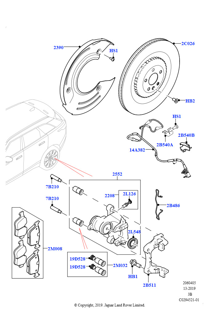Диски и суппорты задних тормозов (5.0L P AJ133 DOHC CDA S/C Enhanced, Комплект Limited)