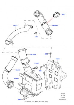 Пром.теплообм/воздуховоды и шланги (2.0L AJ20D4 Diesel Mid NFE, Сборочный завод Хэйлвуд, 2.0L AJ20D4 Diesel LF NFE, Сборочный завод Хэйлвуд)