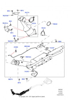 Передняя система выпуска (2.0L AJ20D4 Diesel High NFE, EU6D дизельн.+ DPF понижен.токсичн., Сборочный завод Хэйлвуд, 2.0L AJ20D4 Diesel Mid NFE, EU6D дизельн.+ DPF понижен.токсичн.