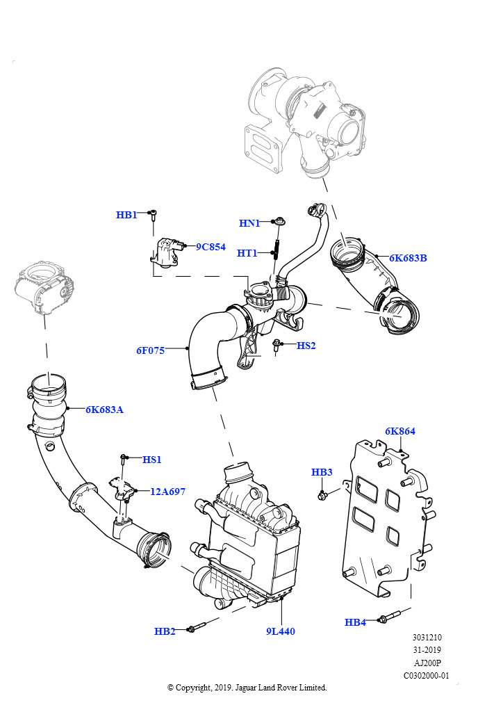Пром.теплообм/воздуховоды и шланги (2.0L AJ20P4 Petrol High NFE, Сборочный завод Хэйлвуд, 2.0L AJ20P4 Petrol Mid NFE, Сборочный завод Хэйлвуд, 2.0L AJ20P4 Petrol E100 NFE, Сборочны