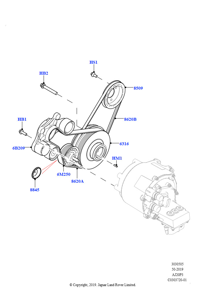 Шкивы и приводные ремни (1.5L AJ20P3 Petrol High PHEV, Сборочный завод Хэйлвуд)