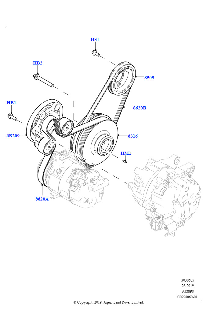 Шкивы и приводные ремни (1.5L AJ20P3 Petrol High, 8 Speed Automatic Trans 8G30, Изготовитель - Changsu (Китай))