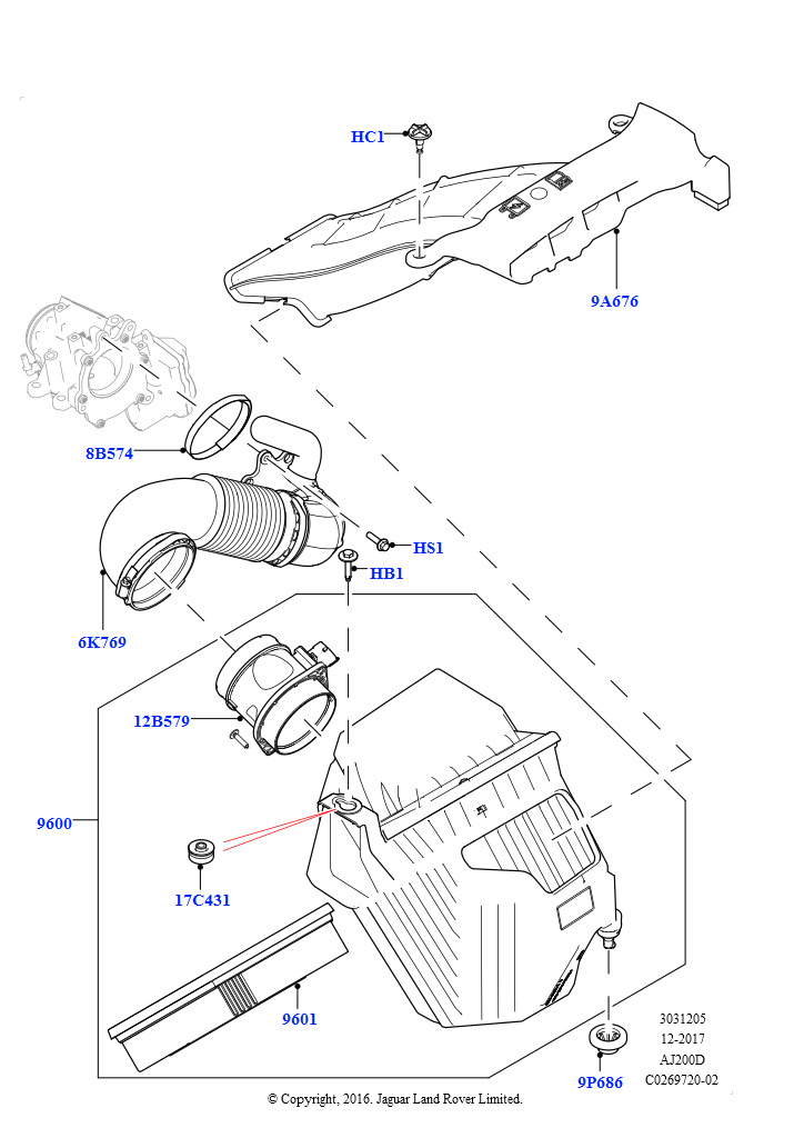 Воздушный фильтр (2,0 л I4 DSL MID DOHC AJ200, Страна изготовления — Бразилия, 2.0L I4 DSL HIGH DOHC AJ200, Страна изготовления — Бразилия)