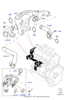 Термостат/корпус и сопут.элементы (2.0L I4 DSL HIGH DOHC AJ200, 6-ступенч.мех.кор.пер.-JLR M66 2WD, Сборочный завод Хэйлвуд, 2,0 л I4 DSL MID DOHC AJ200, 6-ступенч.мех.коробка пер., С