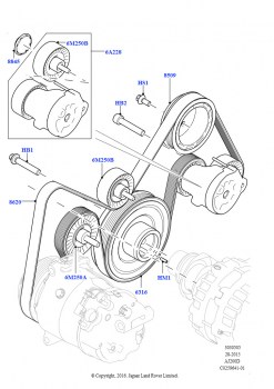 Шкивы и приводные ремни (2.0L I4 DSL HIGH DOHC AJ200, Сборочный завод Хэйлвуд, 2,0 л I4 DSL MID DOHC AJ200, Сборочный завод Хэйлвуд)