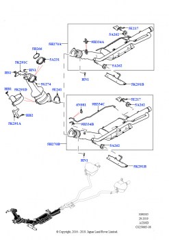 Система выпуска (Передний, 2,0 л I4 DSL MID DOHC AJ200, EU6D дизельн.+ DPF понижен.токсичн., Сборочный завод Хэйлвуд, 2.0L I4 DSL HIGH DOHC AJ200, Японск. токсич.ОГ + DPF, Сборочны