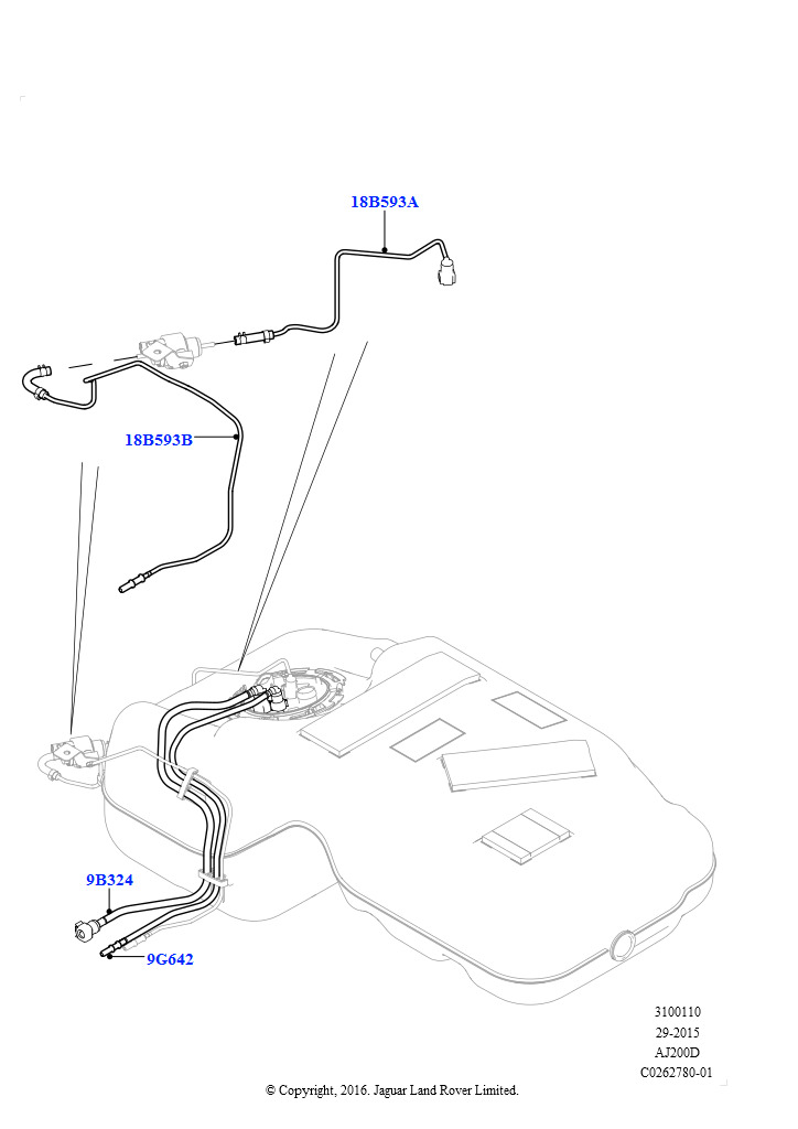 Топливные магистрали (Задний, 2,0 л I4 DSL MID DOHC AJ200, 2.0L I4 DSL HIGH DOHC AJ200)