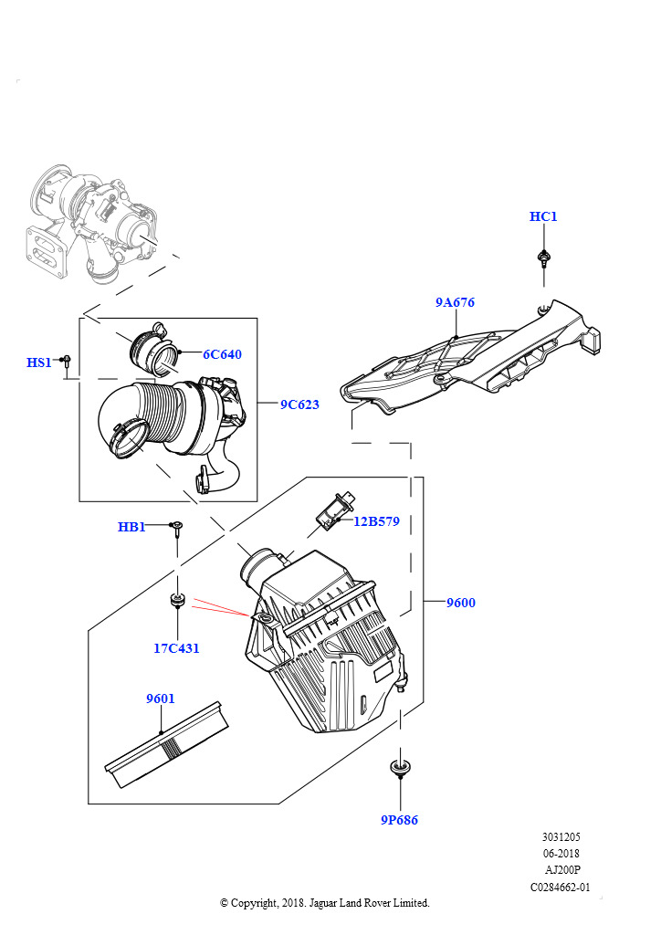 Воздушный фильтр (2,0 л I4 High DOHC AJ200, бензин, Изготовитель - Changsu (Китай), 2,0 л I4 Mid DOHC AJ200, бензин, Изготовитель - Changsu (Китай))