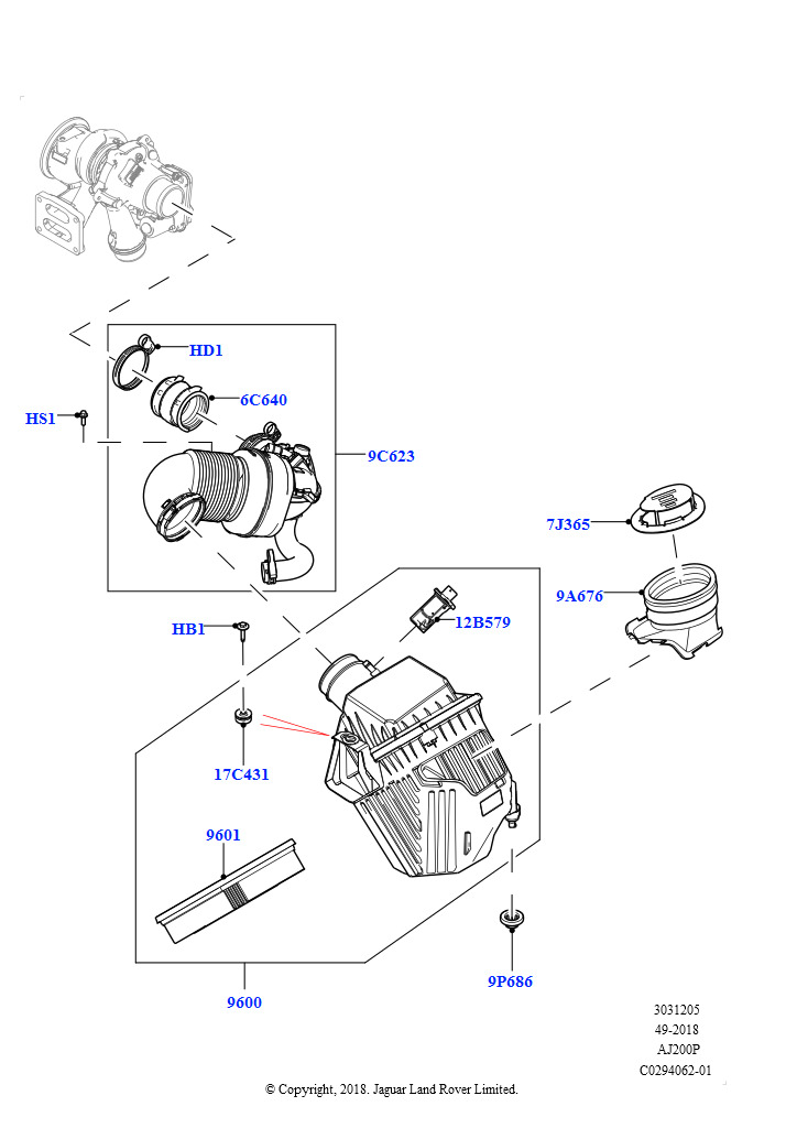 Воздушный фильтр (2.0L AJ20P4 Petrol Mid NFE, Сборочный завод Хэйлвуд, 2.0L AJ20P4 Petrol High NFE, Сборочный завод Хэйлвуд, 2.0L AJ20P4 Petrol E100 NFE, Сборочный завод Хэйлвуд)
