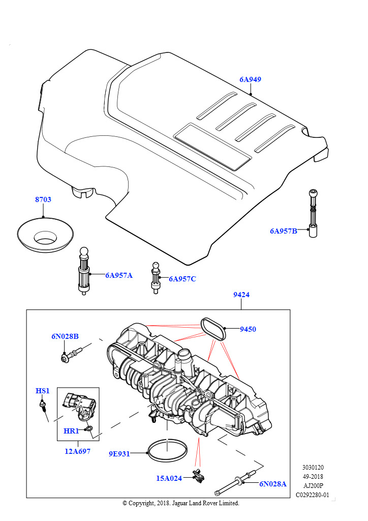 Схема: Впускной коллектор (2.0L AJ20P4 Petrol E100 NFE, Сборочный завод Хэйлвуд, 2.0L AJ20P4 Petrol Mid NFE, Сборочный завод Хэйлвуд, 2.0L AJ20P4 Petrol High NFE, Сборочный завод Хэйлвуд)