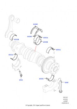 Коленчатый вал/поршни и подшипники (2.0L AJ20P4 Petrol Mid NFE, Сборочный завод Хэйлвуд, 2.0L AJ20P4 Petrol E100 NFE, Сборочный завод Хэйлвуд, 2.0L AJ20P4 Petrol High NFE, Сборочны