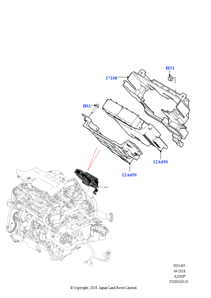 Схема: Модули и датчики двигателя (2.0L AJ20P4 Petrol Mid NFE, Сборочный завод Хэйлвуд, 2.0L AJ20P4 Petrol High NFE, Сборочный завод Хэйлвуд, 2.0L AJ20P4 Petrol E100 NFE, Сборочный завод