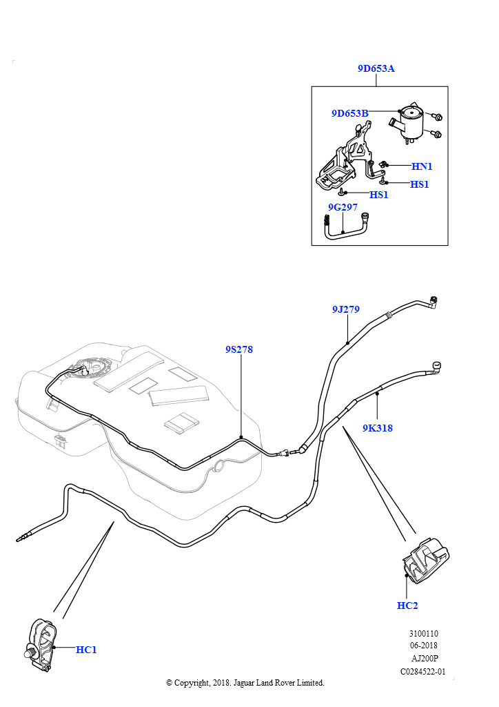 Схема: Топливные магистрали (2,0 л I4 High DOHC AJ200, бензин, Изготовитель - Changsu (Китай), 2,0 л I4 Mid DOHC AJ200, бензин, Изготовитель - Changsu (Китай))