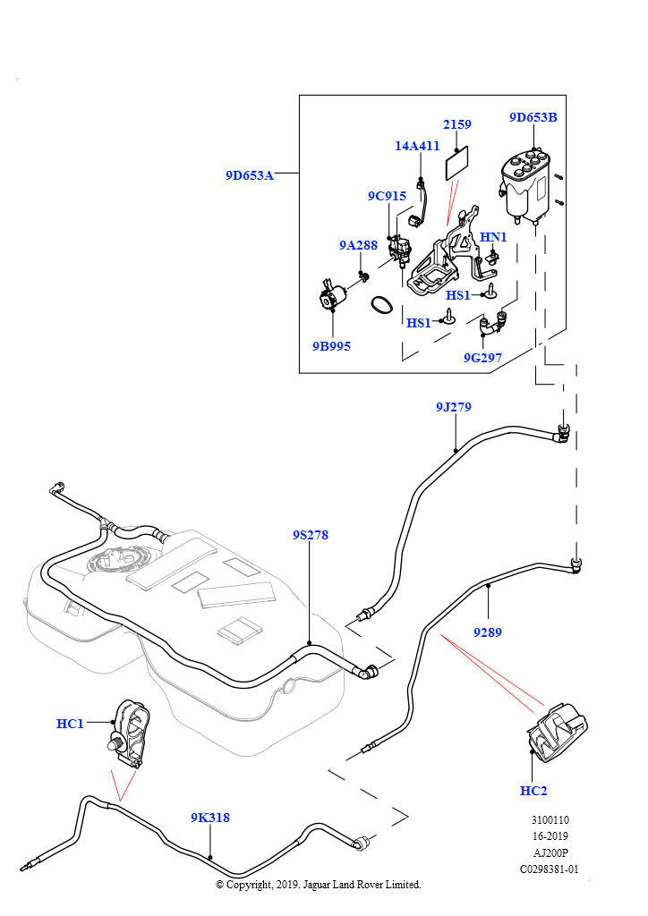 Схема: Топливные магистрали (2,0 л I4 High DOHC AJ200, бензин, Ярлык на арабском языке, Заливн.горл.топл.бака.,контр.утечек, 2,0 л I4 Mid DOHC AJ200, бензин, Ярлык на арабском языке, Зали